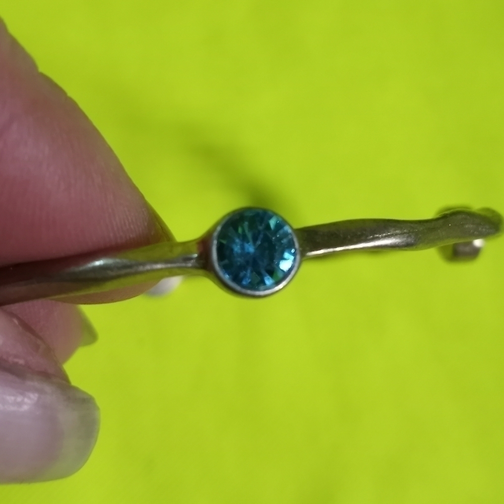 Goldtone blue crystal Bangle bracelet